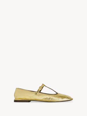 Square T-Strap Flat in Leather