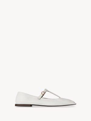Square T-Strap Flat in Leather